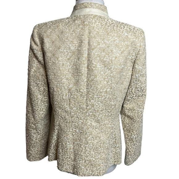 Lafayette 148 Tan and Cream tweed blazer single button Sz 10 - Picture 2 of 7